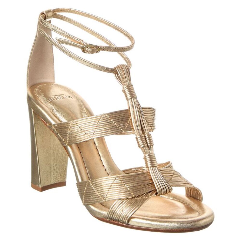 Alexandre Birman  Olga Block 90 Leather Sandal, Metallic
